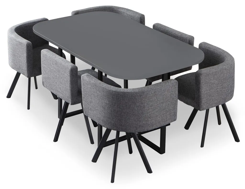 Table et chaises Oslo XL Menzzo Gris - Ensemble de salle à manger scandinave