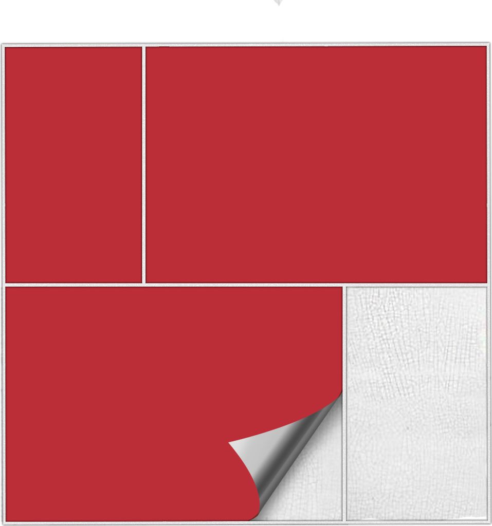 Kiwistar Fliesenaufkleber Rot Seidenmatt - 14 x 19 cm - 50 Stück - Klebefliesen Fliesenmuster Stickerfliesen Wandfliesen überkleben