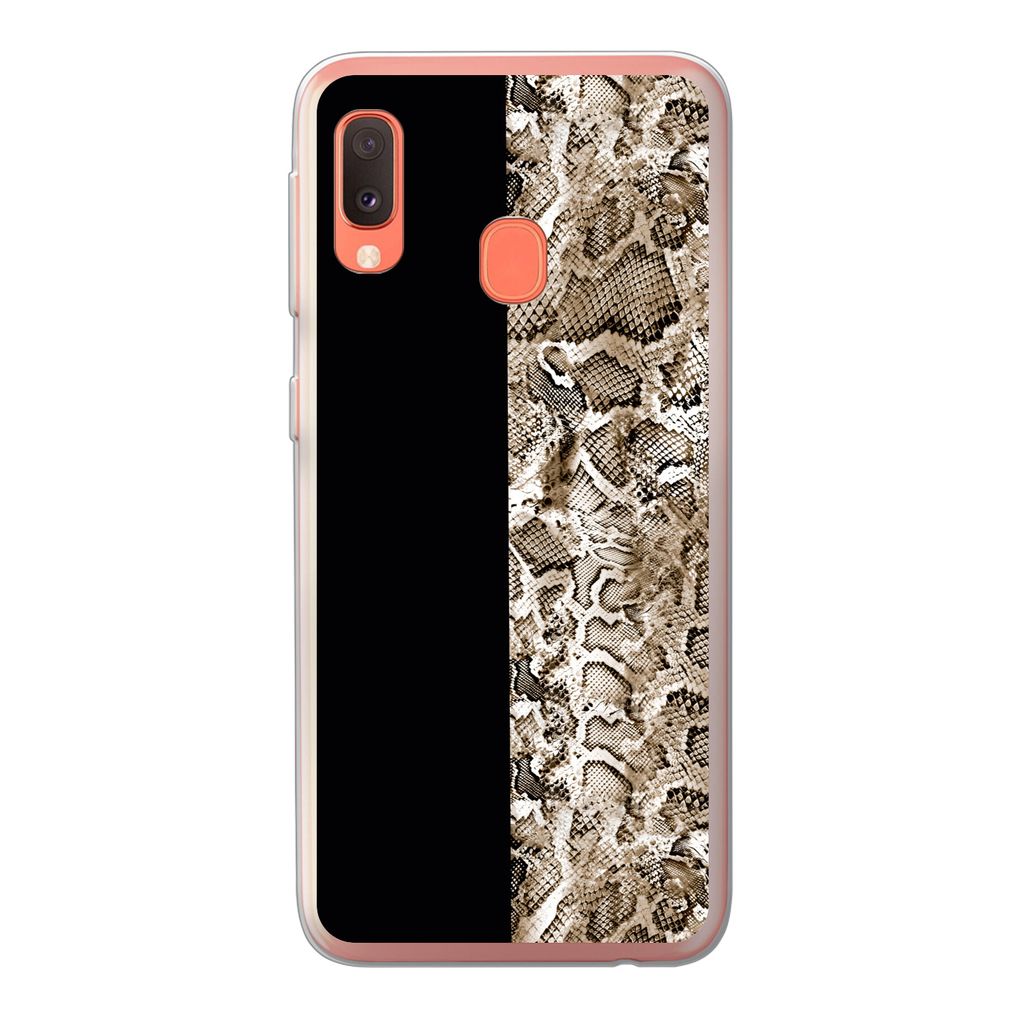MuchoWow Handyhülle Schutzhülle Hülle für Samsung Galaxy A20e Schlange - Tiermuster - Braun Silikon Softcase Handy Hülle - Abdeckung