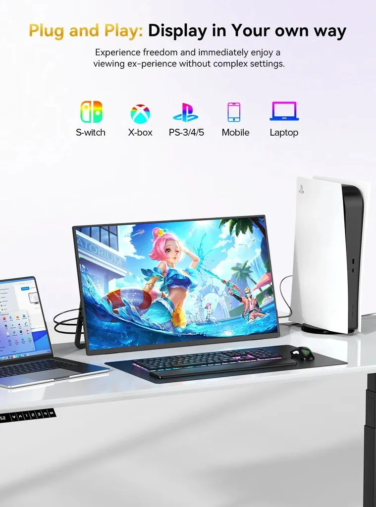 Écran portable Full HD 54,4 cm anti-fatigue oculaire 100Hz IPS HDMI