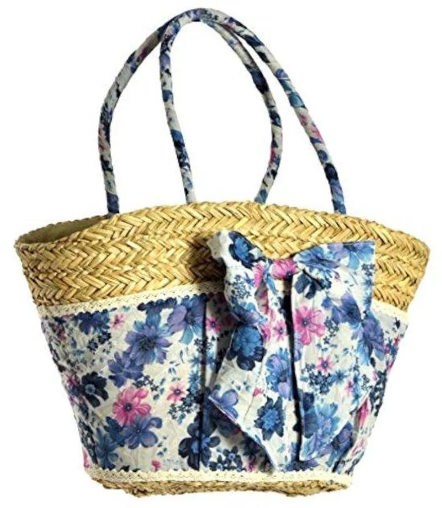 Sac bleu en fibres naturelles taille moyenne - Accessoire éco-responsable