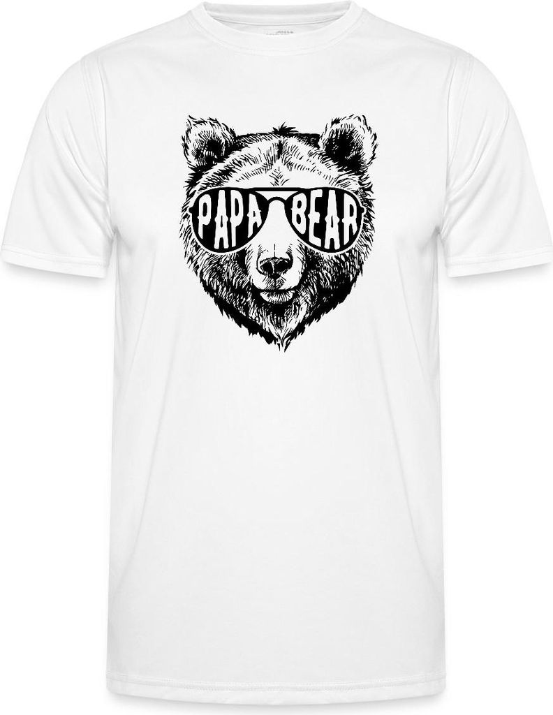 Spreadshirt Papa Bär Cool Dad Funktionsshirt Herren, L, Weiß