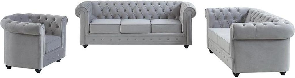CHESTERFIELD 3- und 2-sitziges Sofa und Sessel - hellgrauer Produktbild 