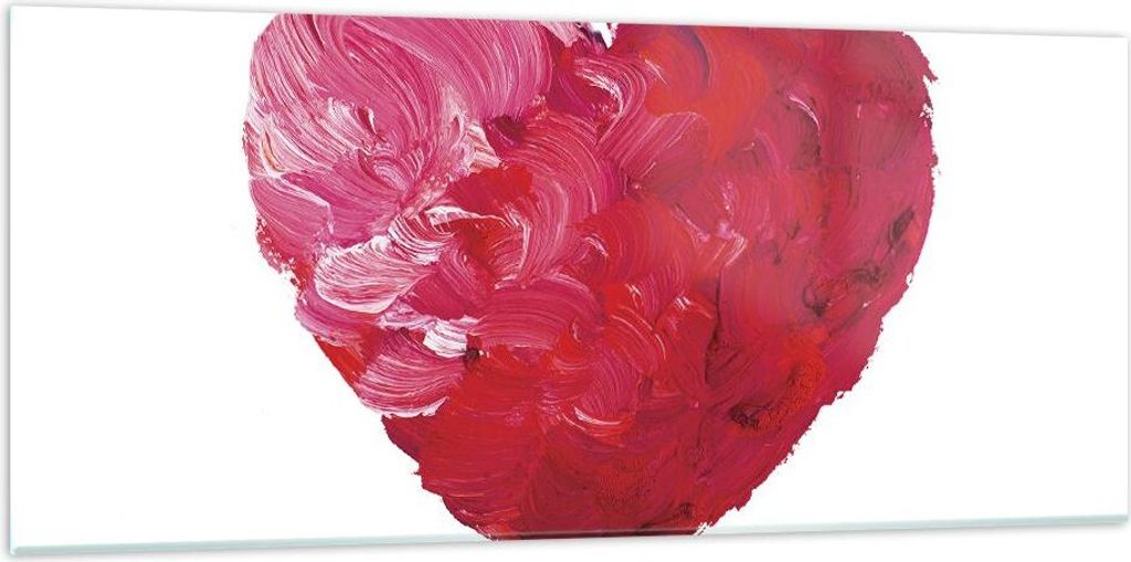 Bilder auf glas - Einteilig - Rot Herz Aquarell - 120x50cm - Glasbilder - Wandbilder - Bilder - zum Aufhängen bereit - Wanddekoration aus Glas - G...