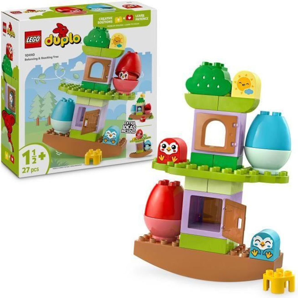 LEGO DUPLO Mein Erstes 10440 Baum zum Balancieren und Stapeln, Interaktives Babyspielzeug, 2 Eulen, 2 Eier, Feinmotorik