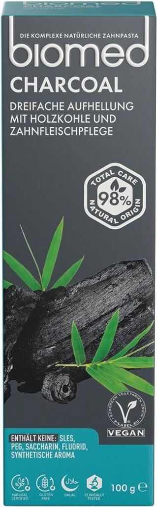 BIOMED CHARCOAL Zahnpasta Whitening Aktivkohle ohne Fluorid Produktbild 