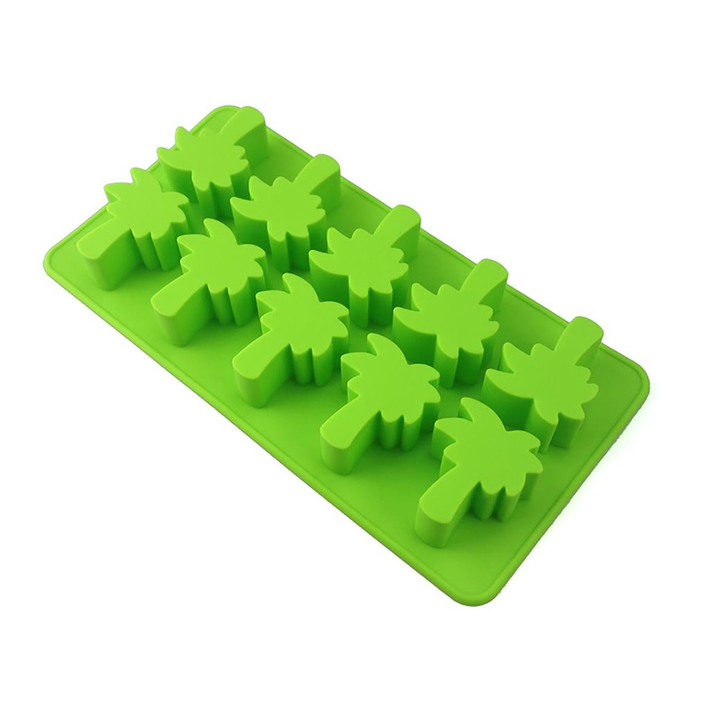 Eiswürfelschale Wiederverwendbare hitzebeständige DIY Ananas Kokosnussbaum Stil Silikonform Eiskugelbereiter für die Küche-Hellgrün