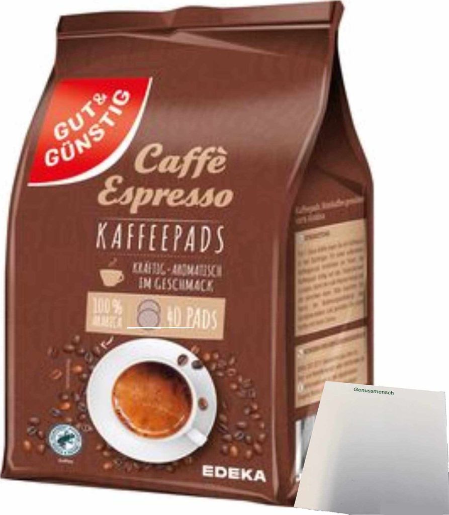 Gut & Günstig Kaffeepads Espresso 40er (280g Packung) + usy Block