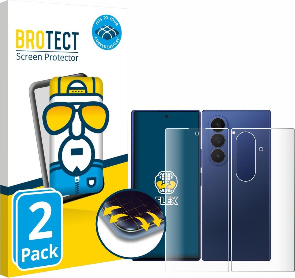 2x BROTECT Fullscreen Schutzfolie für Samsung Galaxy Z Fold 7 (Display+Rückseite) Displayschutz Folie Fullcover Klar Transparent