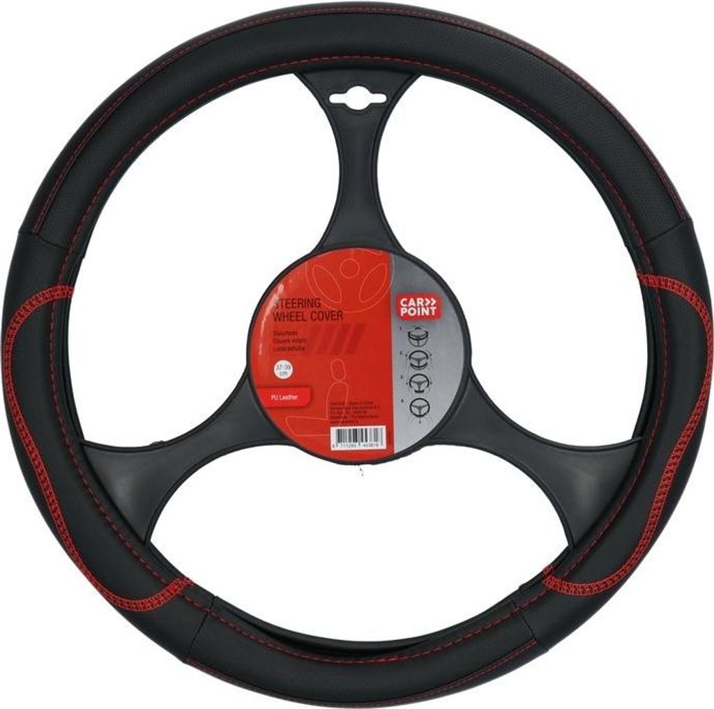 CARPOINT 2561505 Lenkradbezug Ø37-39cm Schwarz Rot Lenkradhülle