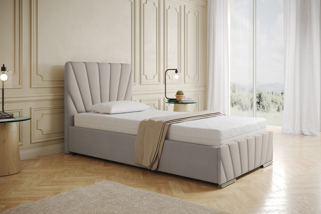 Polsterbett RAY - Komfortbett mit Stauraum, Einzelbett, Dunkelgrün, 100x200cm, Bett ohne Matratze