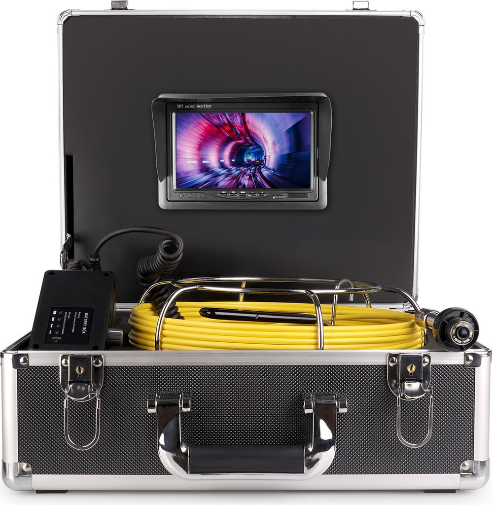 Rohrkamera Kanalkamera Inspektionskamera mit 7-Zoll-Monitor, Tragetasche aus Aluminiumlegierung, 8 GB TF-Karte, eingebauter Akku, 30 m/98 ft Kabel,...
