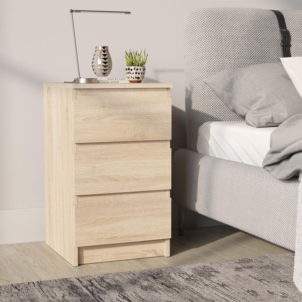 Kommode SOLA - Eiche Sonoma - 3 Schubladen - Breite 40 cm, Höhe 69 cm, Tiefe 43 cm