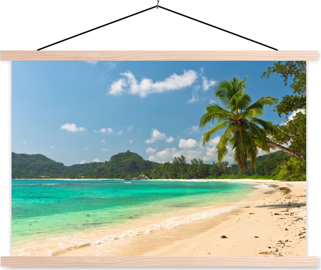 MuchoWow Textilposter Tropisch - Wasser - Blau 150x100 cm mit holzfarbenen Rahmen - Posters