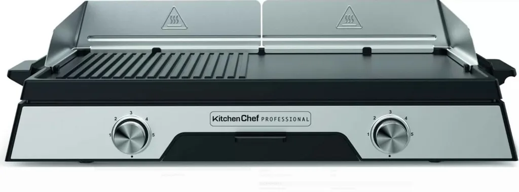 Plancha Gril Duo 2200W KitchenChef : Plancha et Gril Polyvalent 2-en-1