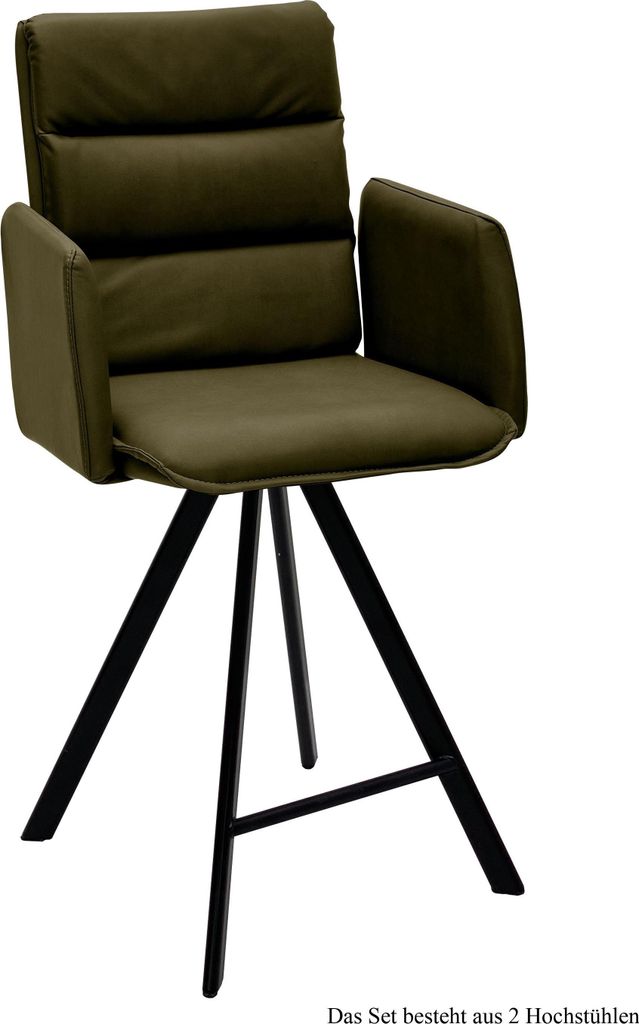 Thekenstuhl drehbar (2er-Set) Diahann 52x109x60 Schwarz/Khaki