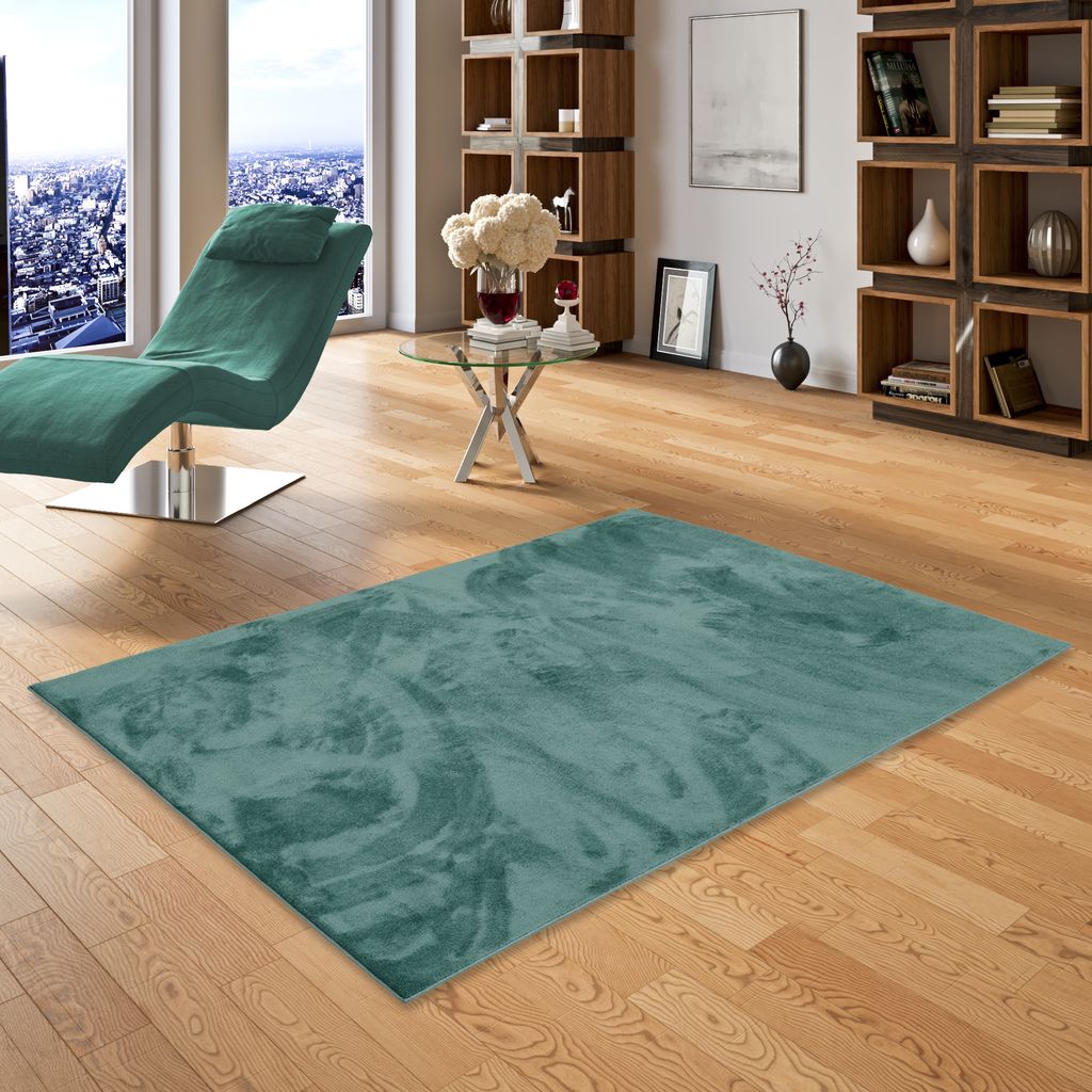 Luxus Super Soft Hochflor Langflor Teppich Deluxe Mintgrün, Größe:160x200 cm
