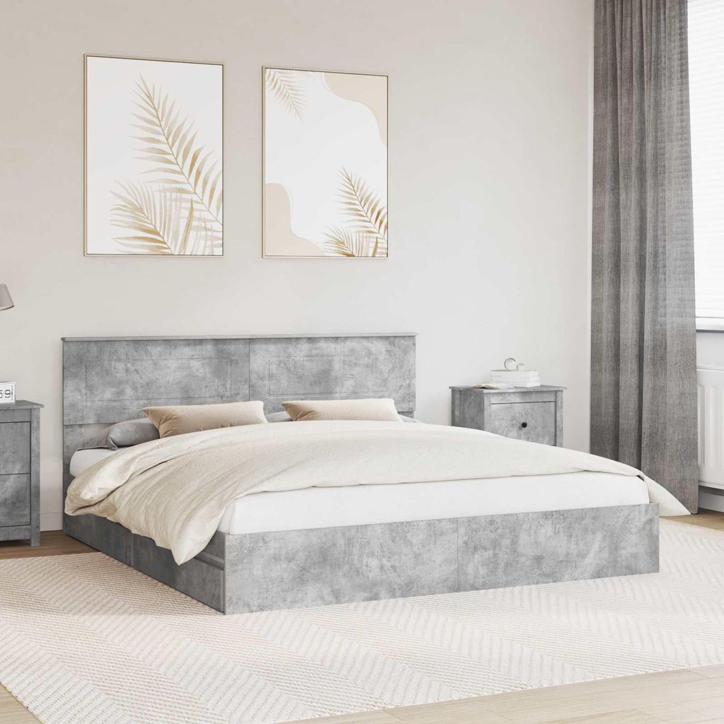 Maison Exclusive - Aufbewahrungsbett Beton Grau 200 x 200 cm Holzwerkstoff