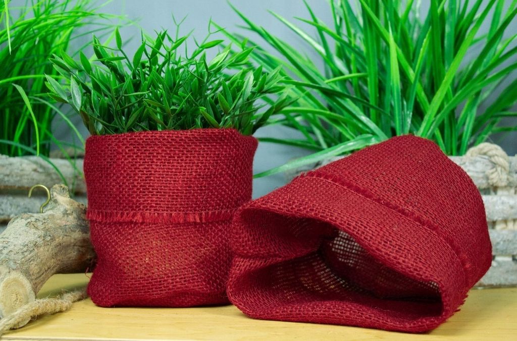 Jutowa osłonka na doniczkę, naturalna tkanina na doniczkę Zdjęcie produktu 4