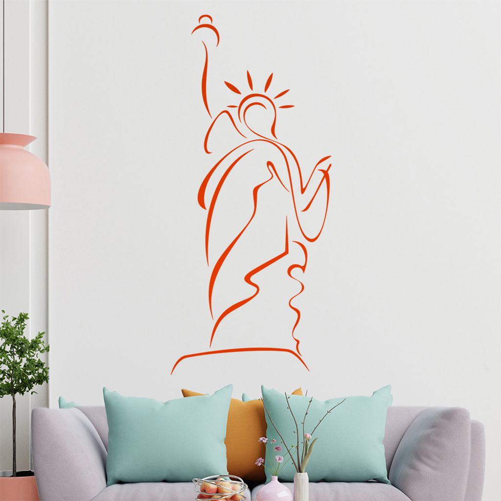 Freiheitsstatue - Linien Wandtattoo in 6 Größen - Wandaufkleber Wall Sticker - Dekoration, Küche, Wohnzimmer, Schlafzimmer, Badezimmer