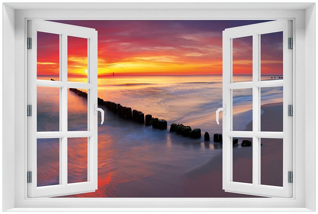 Wallario Premium Glasbild mit Fensterrahmen, freischwebende Produktbild 