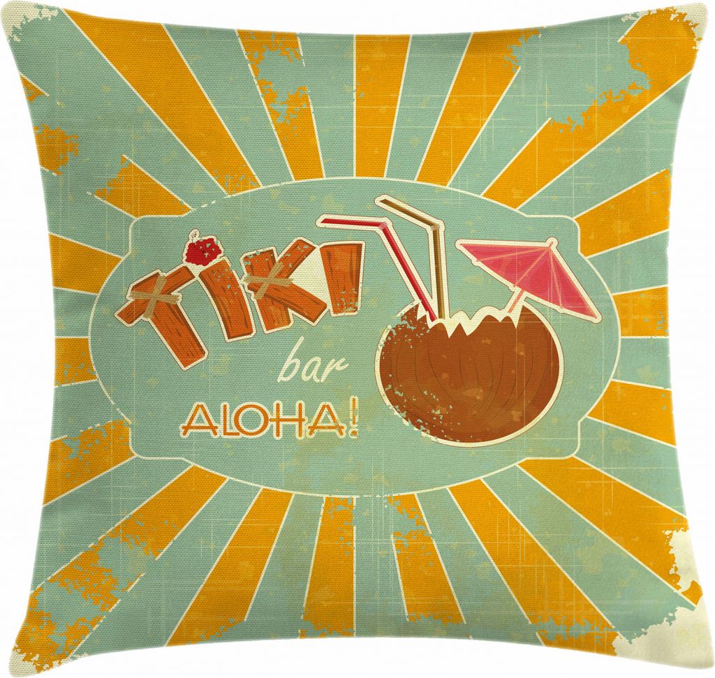 ABAKUHAUS Tiki Bar Kissenbezug, Aloha-Spaß-Party, Digitaldruck Wasser Resistent Farbfest mit Reißverluß und Waschbarer Kissenhülle, 60 x 60 cm,...