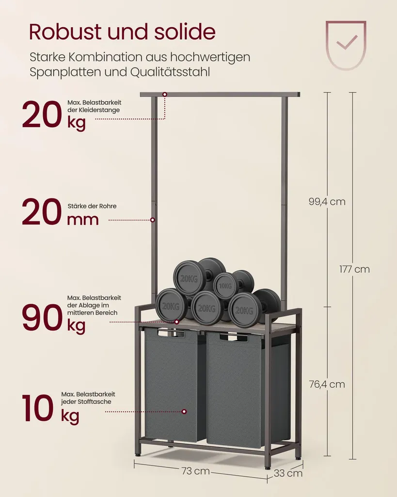 Panier à linge pour tri sélectif 2 x 46L idéal salle de bain et chambre - 6