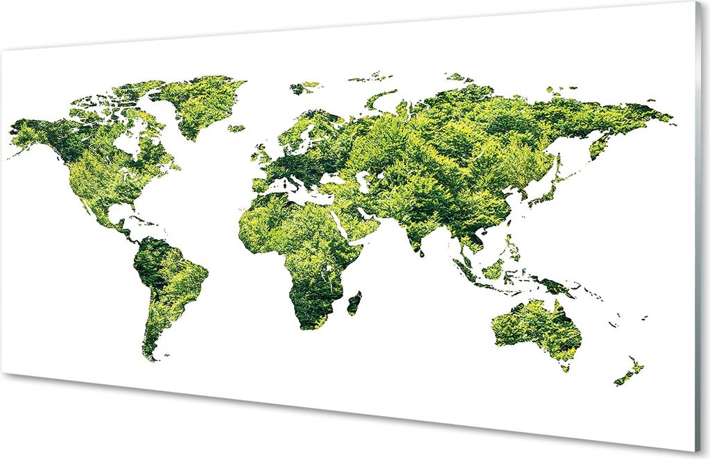 Glasbilder 140x70 Wandkunst Karte von grünem Gras