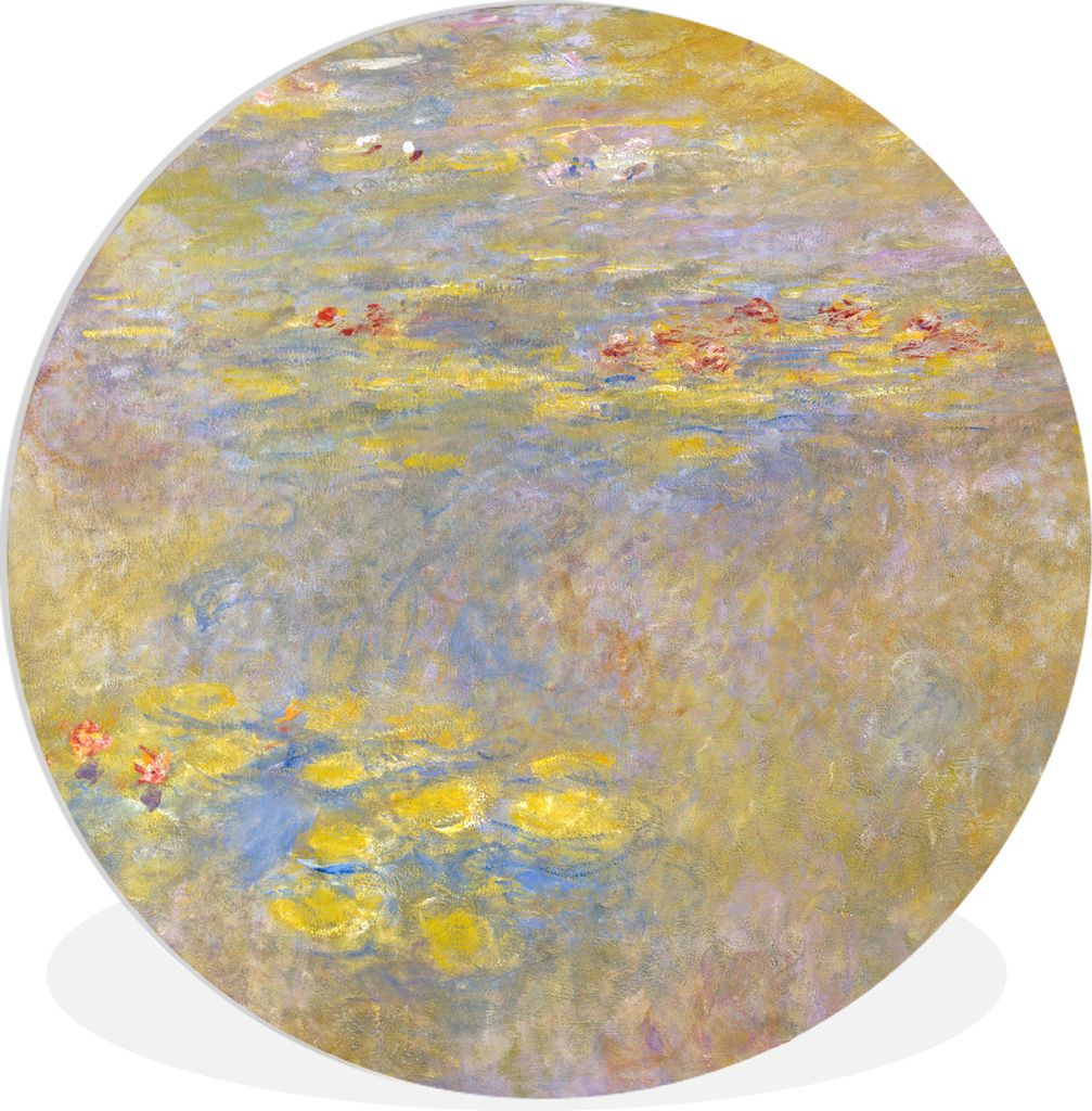 MuchoWow Rundes Wandbild - Runde Bilder Seerosen - Claude Monet Ø 30 cm Kreis Wanddekoration Kunststoff - Wandkreis - Wandschmuck - Schlafzimmer...