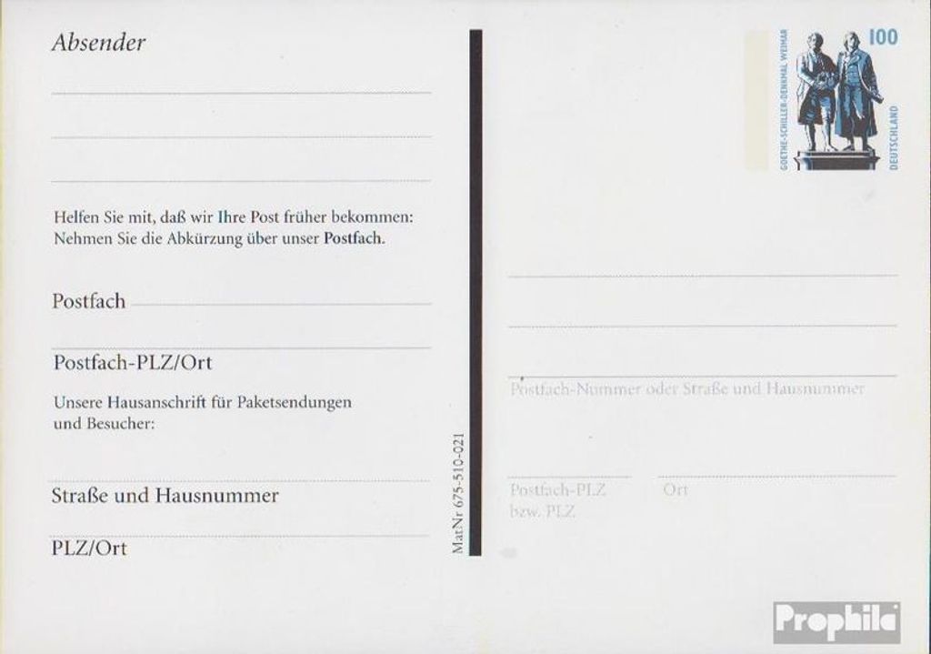 Belege Ganzsachen BRD (BR.Deutschland) 1999 PFK4I b un Mitteilungskarte
