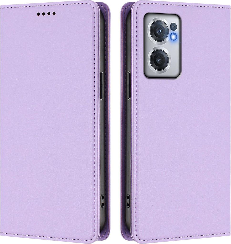 Handyhülle für OnePlus Nord CE 2 5G, Kunstleder Klapphülle Stoßfeste Magnetische Hülle mit Ständer Violett