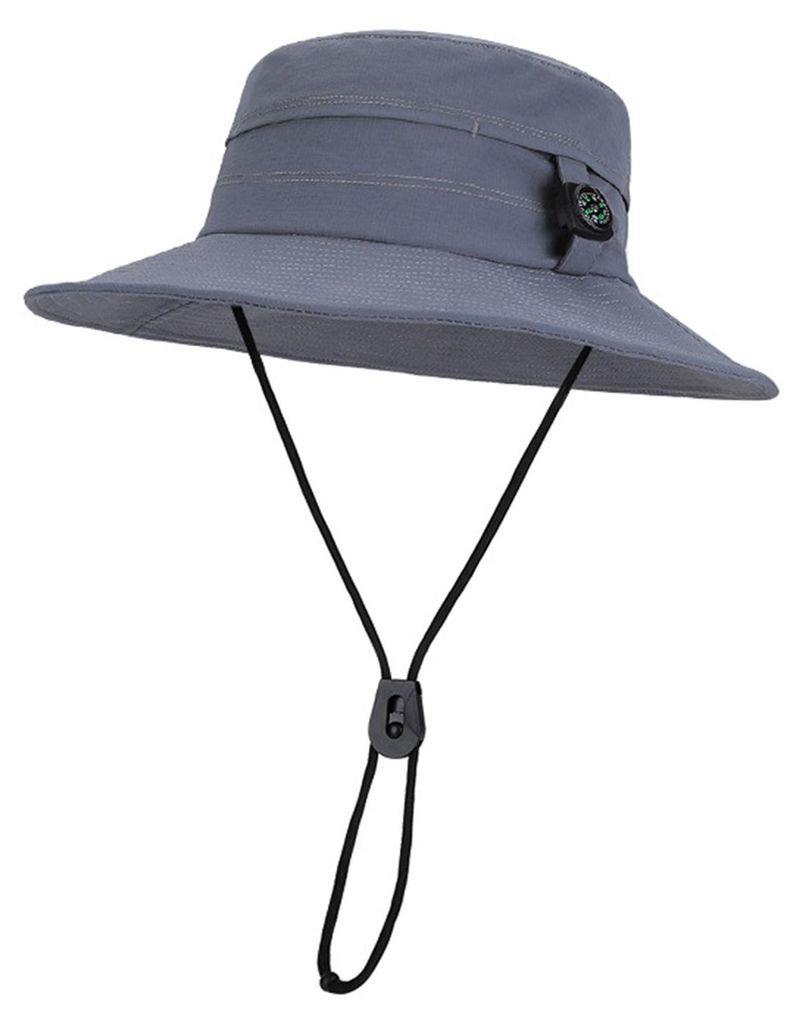 Fischerhut, verstellbare Größe, breite Krempe, schnelltrocknender Bucket Hat mit Kompass-Design, faltbarer Sonnenschutz für den Außenbereich