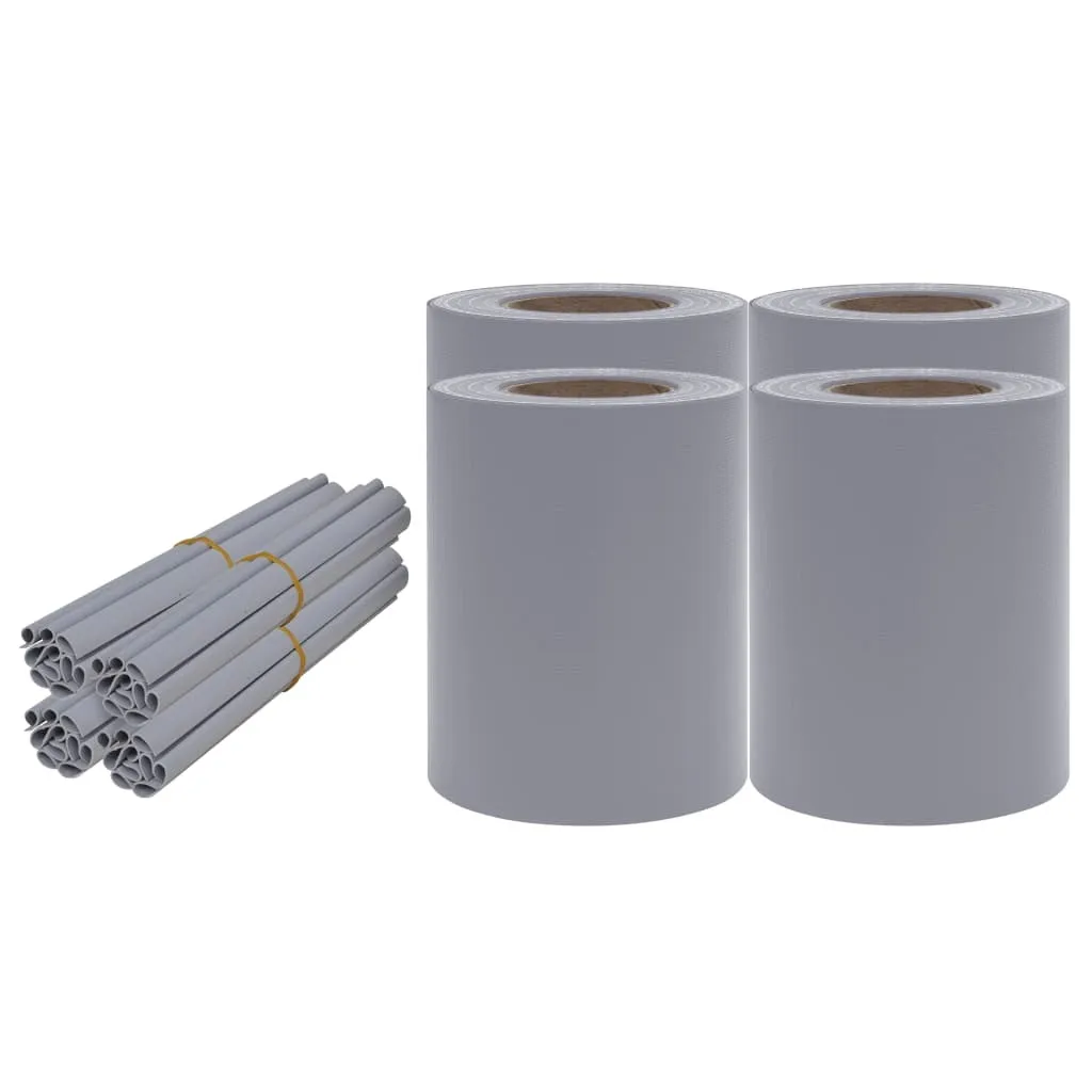 vidaXL Pare-vue de jardin 4 pcs PVC 35x0,19 m gris clair mat résistant
