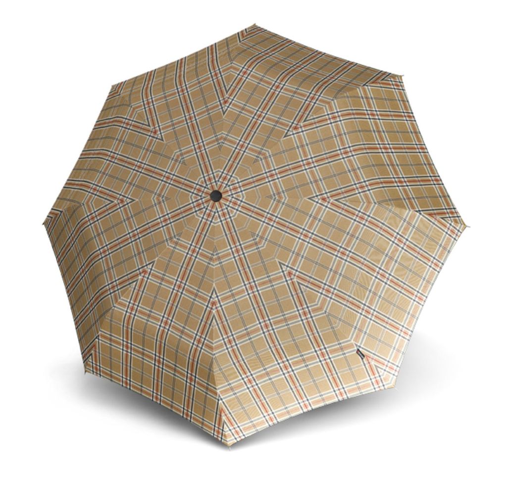 Knirps Taschenregenschirm Regenschirm T.200 Medium Duomatic Check Beige
