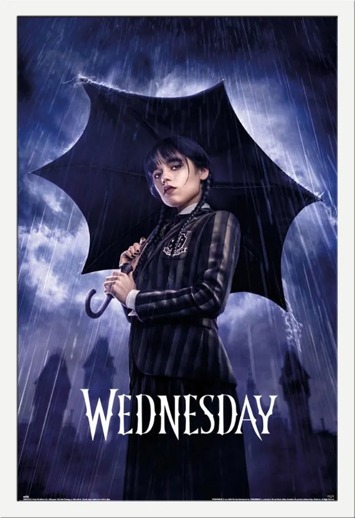 Déco Murale Wednesday Poster Umbrella Cadre Blanc Shinsuke Chambre Ado