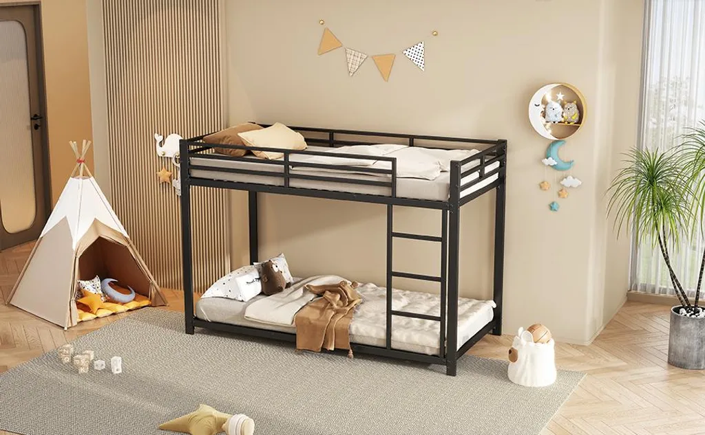 Lit Superposé en Fer Classique Noir 90x200 cm : Structure Stable et Durable - 17