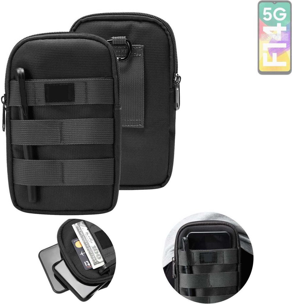 K-S-Trade Holster Gürtel Tasche kompatibel mit Samsung Galaxy F14 Handy Tasche Schutz Hülle dunkel-grau viele Fächer, 1x
