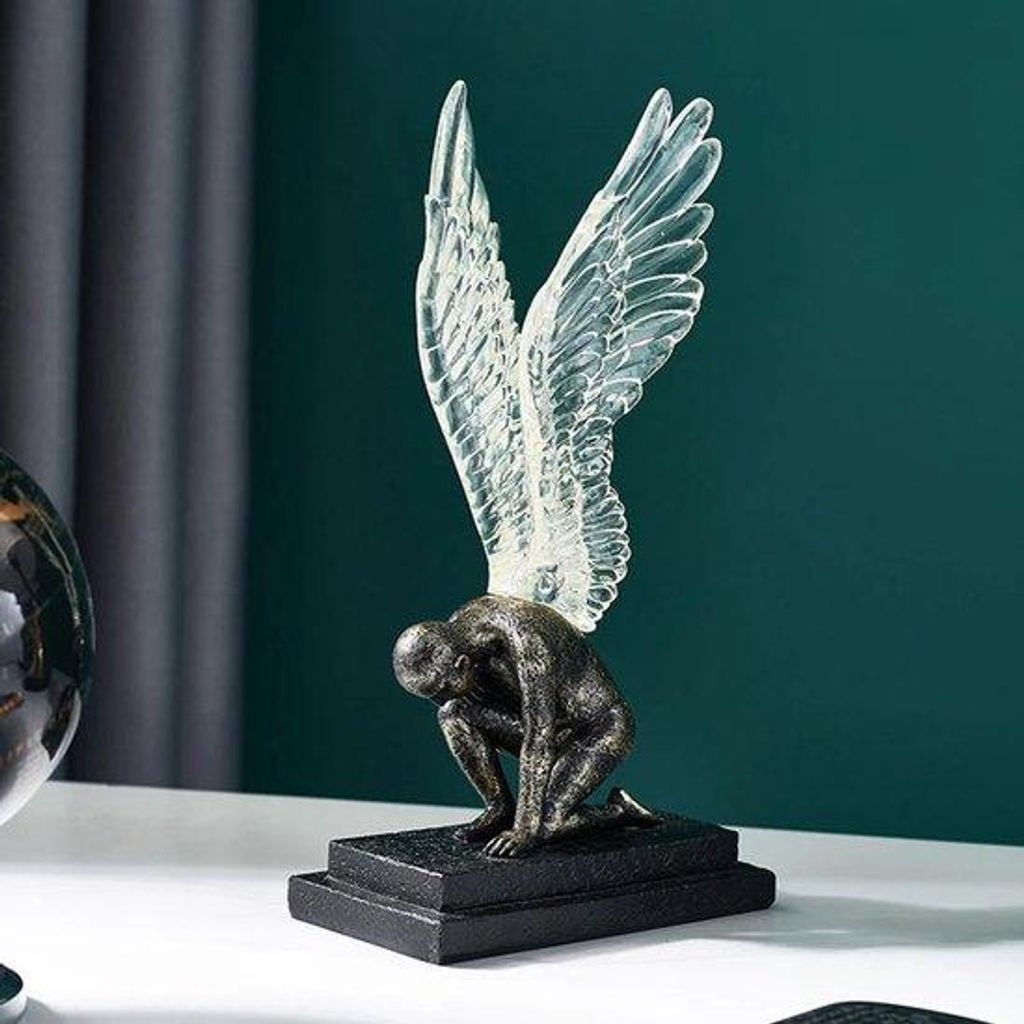 3D-Vogel-Statue aus Hartholz, 14x8.5x28cm, ideal für Schlafzimmer, Wohnzimmer, Hotel und Garten Dekoration