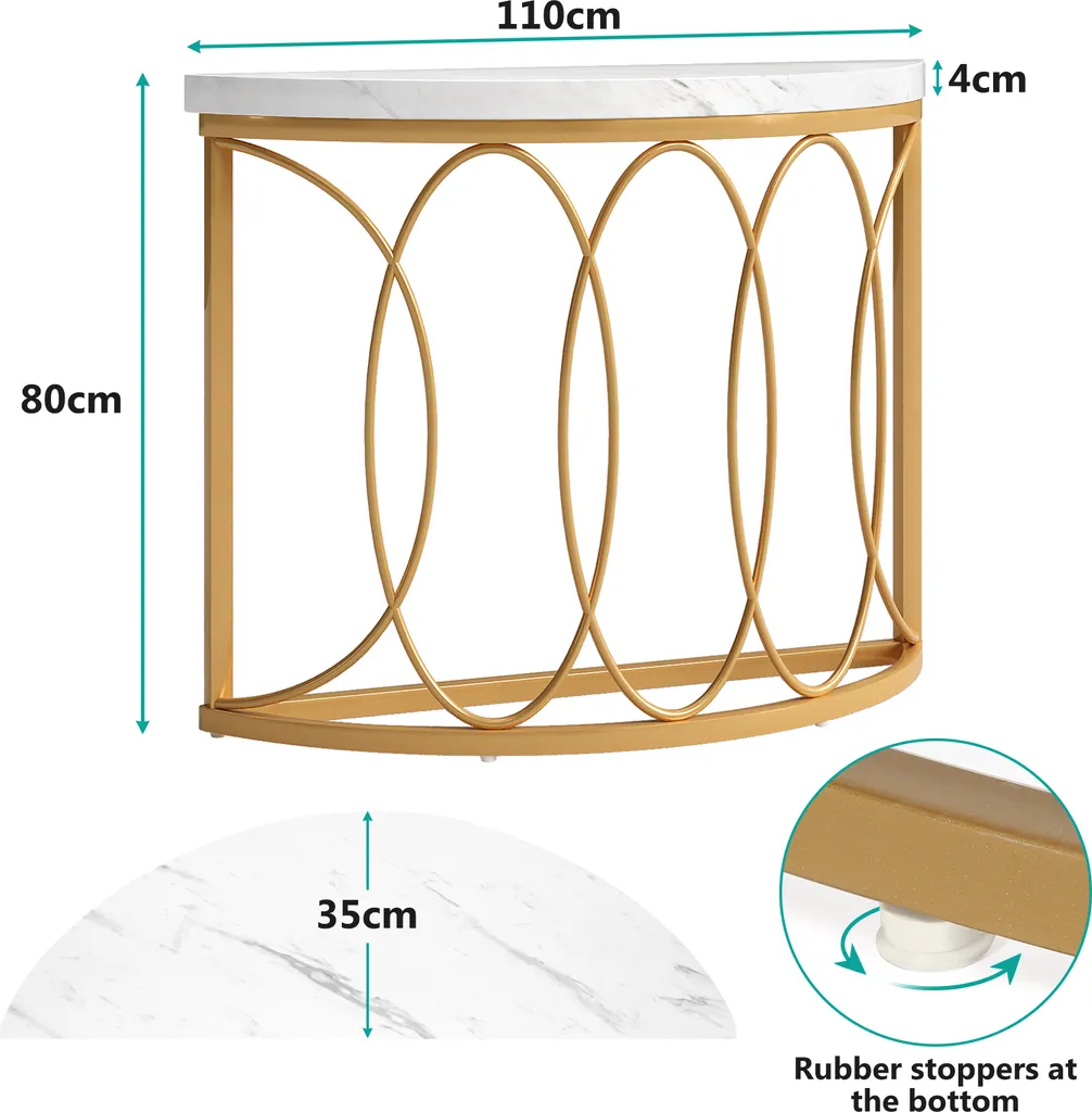 Table console étroite dorée marbre avec cadre métallique Tribesigns moderne - 9
