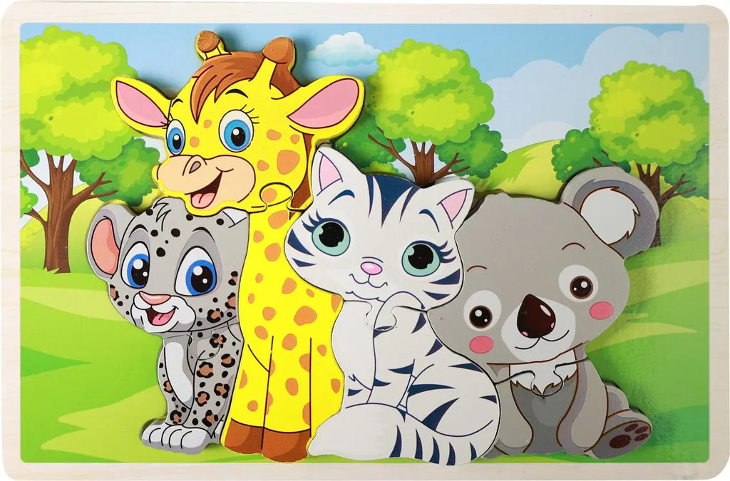 Puzzle en bois animaux pour s'occuper - Activité calme et ludique