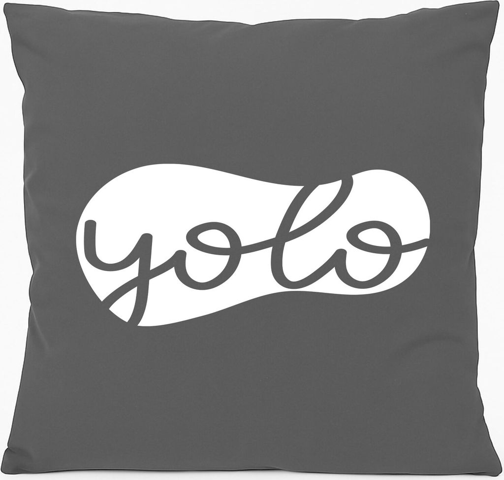 Huuraa Sofakissen YOLO you only live once Geschenk 40x40cm mit Füllung Steel Grey Baumwolle YOLO Mitbringsel