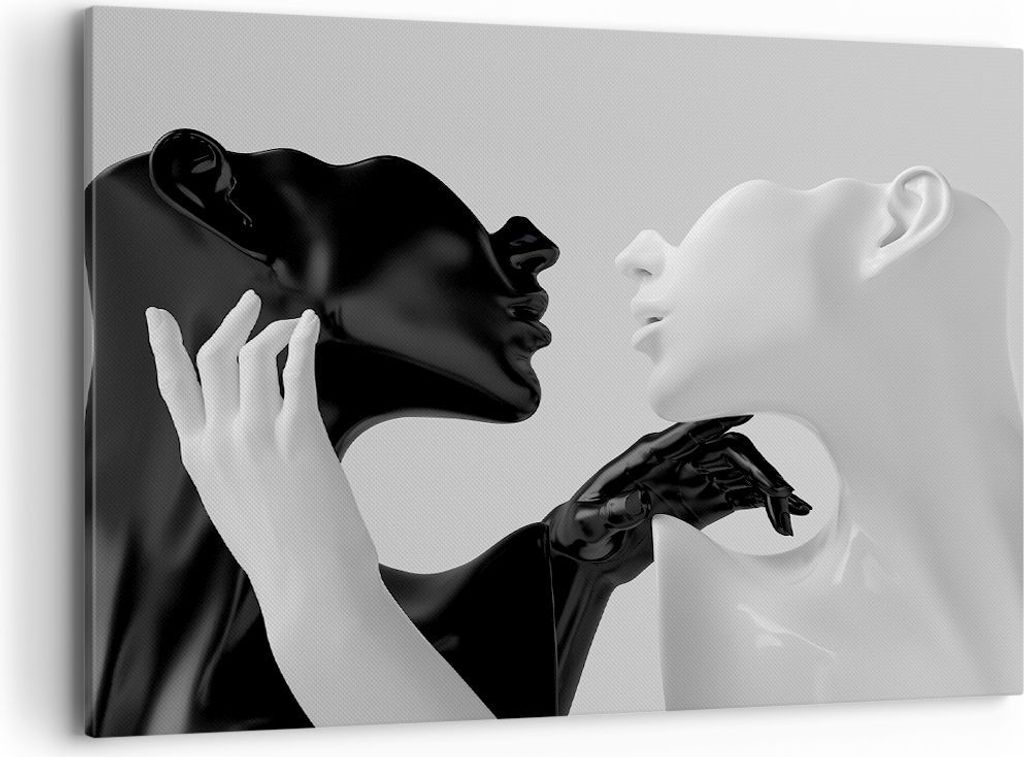 Bild auf Leinwand - Leinwandbild - Einteilig - Schwarz Weiß Statue - 100x70cm - Wand Bild - Wanddeko - Wandbilder - Leinwanddruck - Bilder - Wandd...