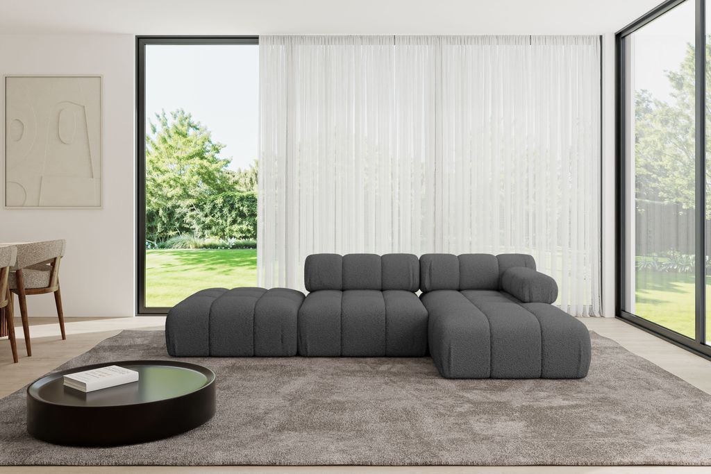 ALTDECOR Modulares Sofa Ecksofa in L-Form - Lizur-L1 - 285x160x70 cm Grau Corner modular Sofa Eckcouch Couch Wohnlandschaft Cauchsofa Polstersofa