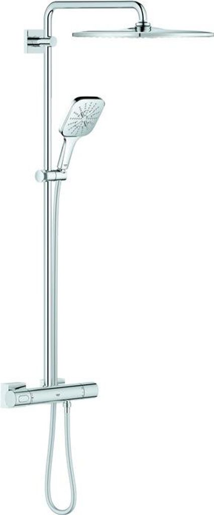 Grohe Rainshower SmartActive 310 Duschsystem mit Thermostatbatterie,mit Kopfbrause und 3-Strahlarten Handbrause, Wandmontage, 26649000