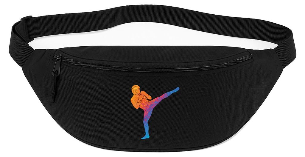 Huuraa Bauchtasche Kickboxen bunte Silhouette 2,5 Liter Black Polyester Crossbody Bag Geschenkidee