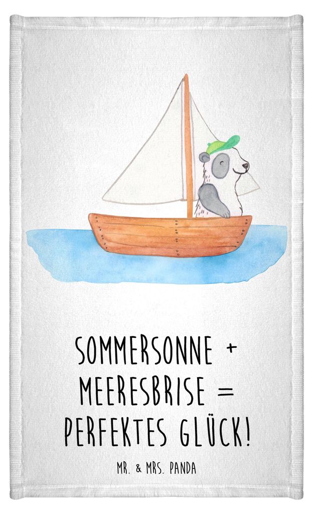 Mr. & Mrs. Panda Handtuch Sommer Meer Glück - Weiß - Geschenk, Kuscheln, Strandurlaub, gäste wc, am Strand, Sommerferien, Gästehandtuch Hochwer...