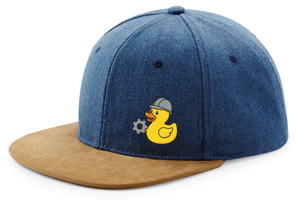 Huuraa Cappy Mütze Quietscheente Maschinenbau Comic Gummiente Denim Baumwolle und Polyester Snapback Kappe Geschenkidee