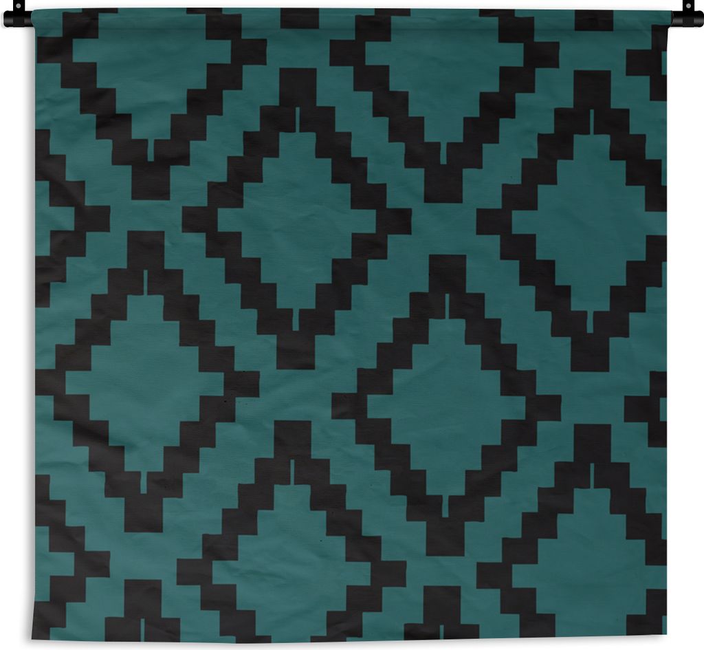 MuchoWow Wandteppich Wandbehang Blöcke - Muster - Grün 150x150 cm Tapisserie Dekoration Wandtuch - Wohnaccessoires - Modernes