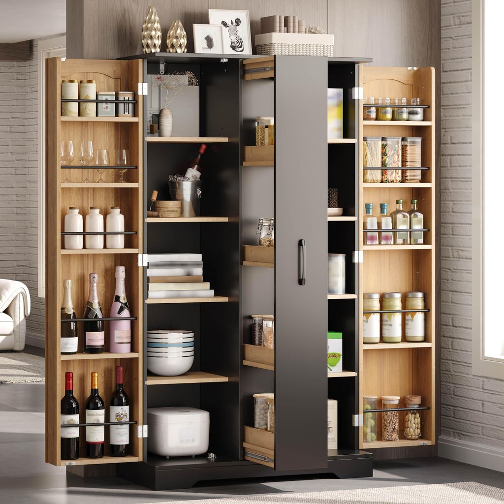 Armoire de cuisine Flieks avec étagère à épices, meuble Image du produit 