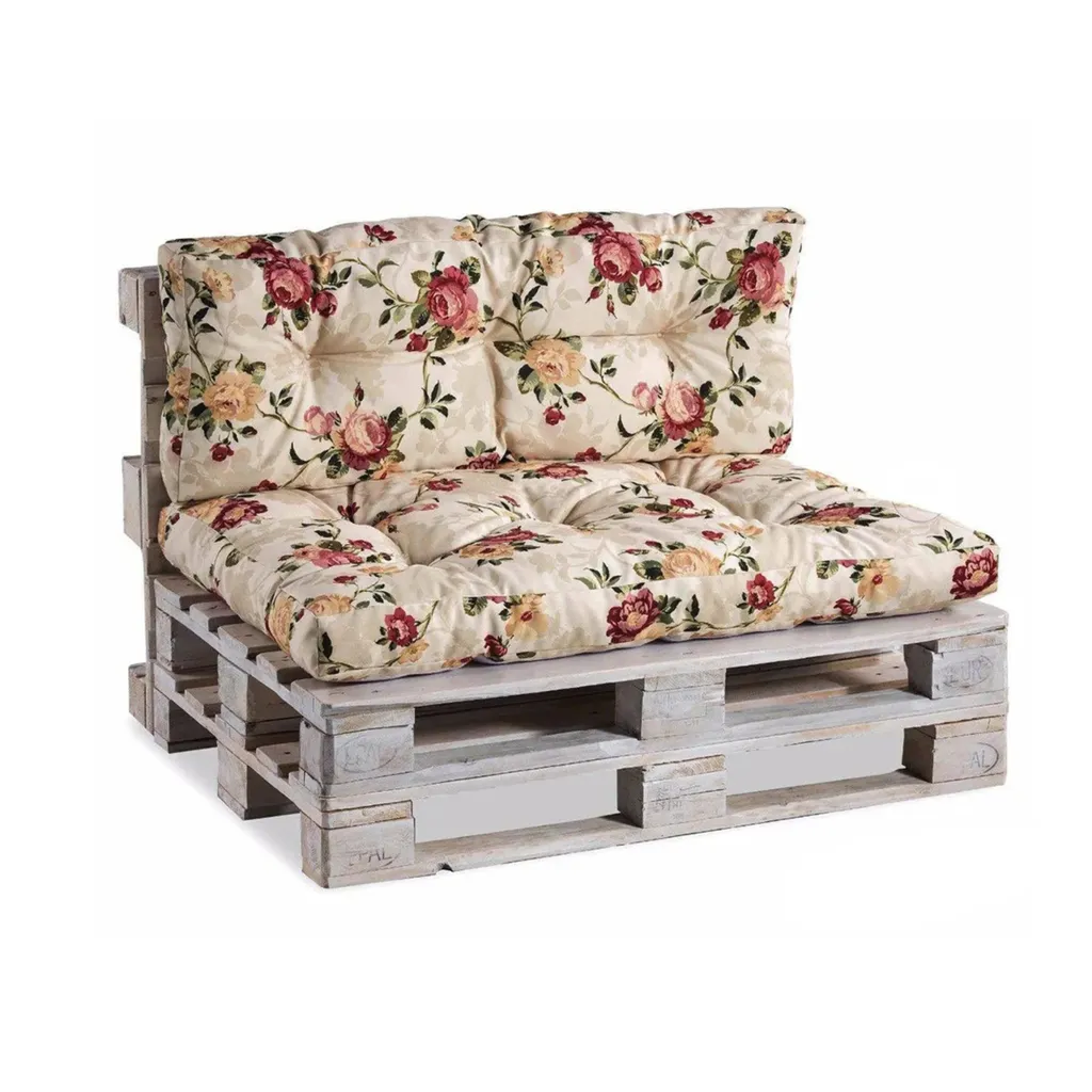 Coussin dossier 120x50 pour canapé de jardin en palette motif fleurs 4